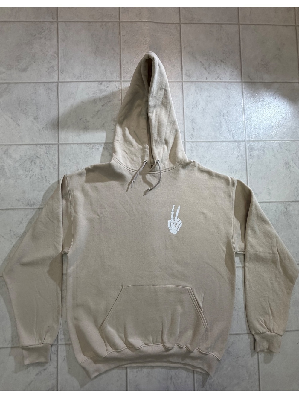 Bowery Supply Co. Beige Hooded Sweatshirt Size L